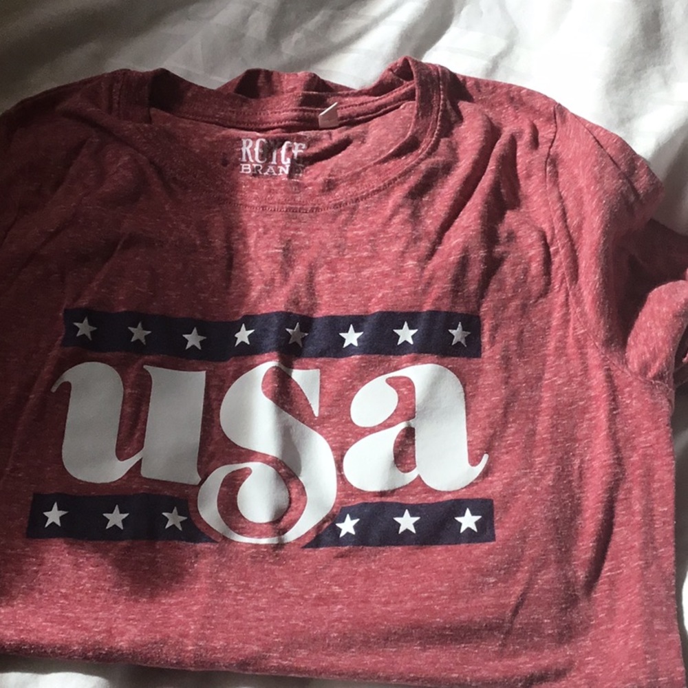 Soft cotton short sleeve USA long T-shirt.